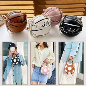 Basketball Shaped Purse Crossbody Bag Round Messenger Bags Tote Shoulder Handbag For Women Girls (Basketball Black)