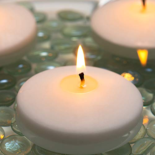 White Floating Candles, 3 Inch – Unscented Candle Discs | Perfect for Weddings, Receptions, Centerpieces, Bathtub Candles | Long Burning | Bulk Set of 24