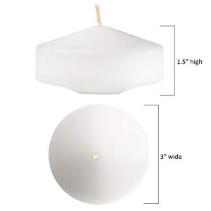 White Floating Candles, 3 Inch – Unscented Candle Discs | Perfect for Weddings, Receptions, Centerpieces, Bathtub Candles | Long Burning | Bulk Set of 24