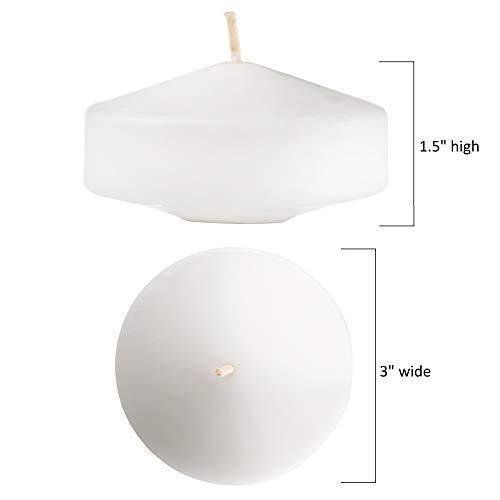 White Floating Candles, 3 Inch – Unscented Candle Discs | Perfect for Weddings, Receptions, Centerpieces, Bathtub Candles | Long Burning | Bulk Set of 24
