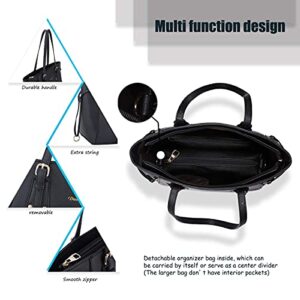 Tote handbag women purse set: leather multi-pocket crossbody zipper bags chain shoulder strap hobo Satchel wallet 3pcs - 2black