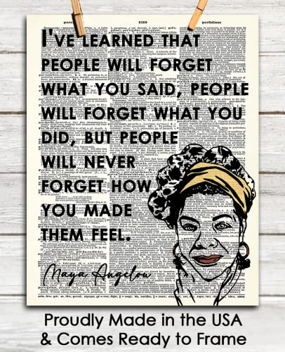 "People Will Forget…" Positive Quote Maya Angelou: Motivational Wall Art Poster, Inspirational Quote Wall Decor Posters for Bedroom & Office Decor for Men, Women & Teen Girl - 8x10 Print Unframed