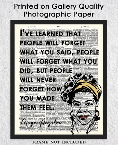 "People Will Forget…" Positive Quote Maya Angelou: Motivational Wall Art Poster, Inspirational Quote Wall Decor Posters for Bedroom & Office Decor for Men, Women & Teen Girl - 8x10 Print Unframed