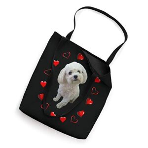 Maltese Dog Lover Puppy Owner Maltipoo Mix Fans Hearts Tote Bag