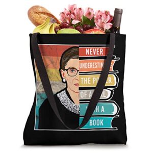 Never Underestimate the Power of a Girl with a Book Feminist Tote Bag