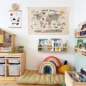 31.4''x23.6'' Adorable Alphabet Canvas Art Poster Wall Hanging,ABC Educational World Map Animal Art Print,Nursery Hanging Poster for Classroom,Kids Room School Bedroom Photography Background Props Decor (A)