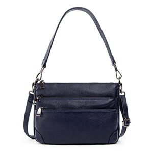 pearl angeli crossbody bags for women genuine leather shoulder bag multi-pocket messenger bag ladies handbag purse royalblue