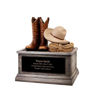 perfect memorials custom engraved large painted cowboy boots cremation urn