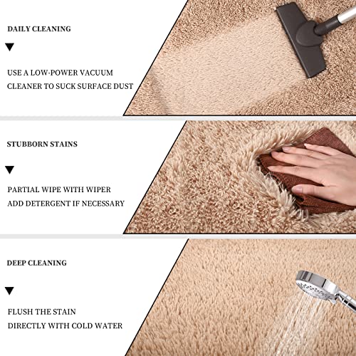 Balacho Modern Soft Shaggy Rugs Fluffy Bedroom Carpet 4x6 Feet Beige, Indoor Shag Fuzzy Area Rug for Living Room Nursery Girls Dorm Apartment Plush Decor, Kids Anti-Skid Play Floor Mat