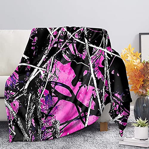 FKELYI Pink Camo Bed Blanket for Women Girls Camouflage Throw Blanket for Home Decor,Super Soft and Fuzzy Plush Flannel Sofa Couch Blankets-L