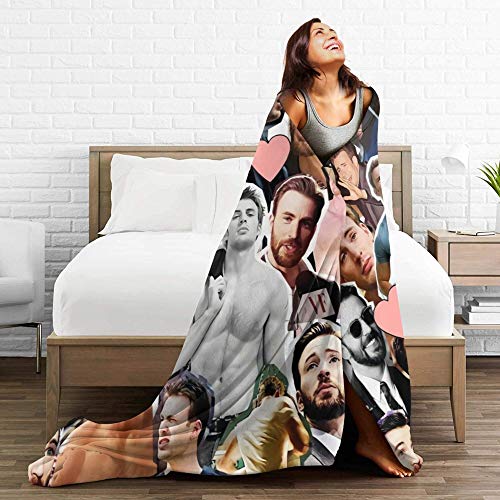 Chris Evans Gifts for Women Throw Blankets Baby Warm ,for Sofa, Bed,Living Room, Durable Home Decor Flannel Blanket for Adult and Kids (60"x50")