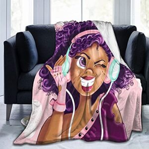 blanket african american women plush throw blankets afro black girls love music afro girl magic ultra-soft micro fleece blanket for couch or bed warm throw blanket for adults or kids 60x50inch