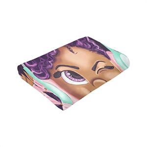 Blanket African American Women Plush Throw Blankets Afro Black Girls Love Music Afro Girl Magic Ultra-Soft Micro Fleece Blanket for Couch Or Bed Warm Throw Blanket for Adults Or Kids 60x50inch