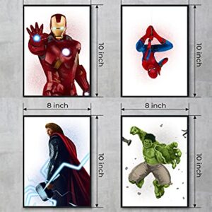 Set of 12 Superhero Posters - Ant-Man - Falcon - Hulk - Wanda - Black Widow - Iron Man - Hawkeye- Spider-Man - Black Panther - Captain America - Thor and Vision (Concept art style, 8x10)