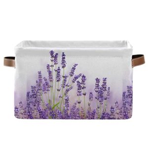 keepreal lavender flowers storage basket bin, large cube storage box canvas collapsible storage organizer for home office closet – 15 l x 11 w x 9.5 h
