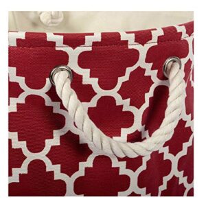 16" Red and White Lattice Round Large Storage Basket