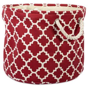 16" Red and White Lattice Round Large Storage Basket