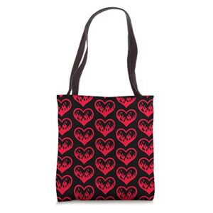valentine’s day flames heart gothic y2k goth e-girl emo red tote bag