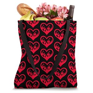 Valentine's Day Flames Heart Gothic Y2K Goth E-Girl Emo Red Tote Bag