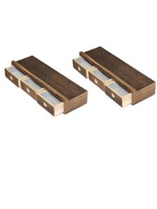 kao duru floating shelf with drawer paulownia wood for storage and display nightstand for bedside, office, bedroom, living room and bathroom (set of 2)