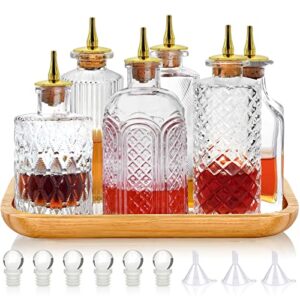 bitters bottle set of 6 – glass vintage bottles with tray decorative bottles with dash top and bottle stopper dasher bottles for making cocktail great for bartender home bar