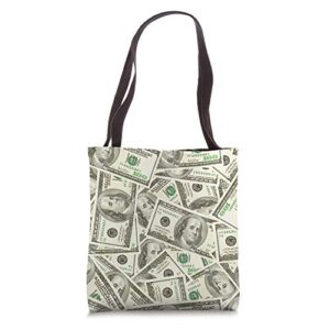 money benjamin franklin dollar bills rich motivation pattern tote bag