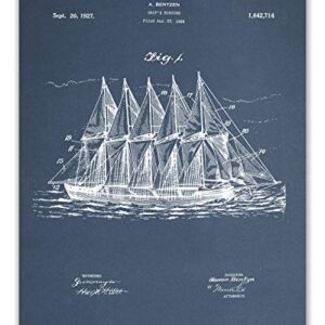 Sailboat Patent Wall Decor - Set of 6 (8x10) sailing art prints