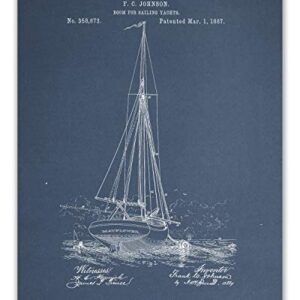 Sailboat Patent Wall Decor - Set of 6 (8x10) sailing art prints