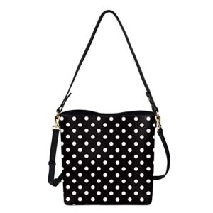 joylamoria black white polka dot print women casual shoulder handbag leather tote bag crossbody purse satchel for school work
