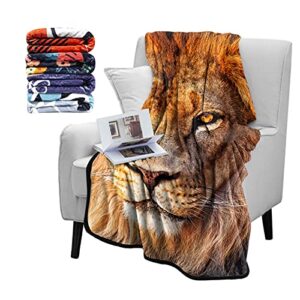 britimes lion fuzzy flannel throw blankets, soft blankets and throws, daughter mom friend gift lion print decorative throw blankets for couch, 60″x80″