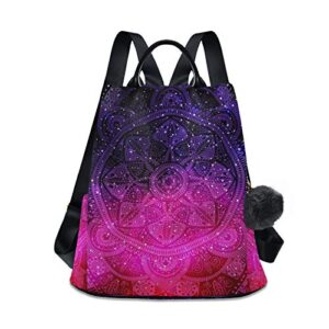 alaza purple mandala galaxy backpack purse for women anti theft fashion back pack shoulder bag