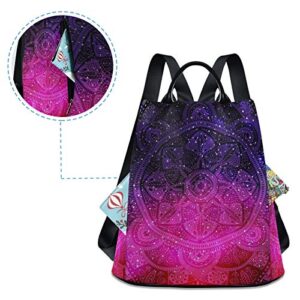 ALAZA Purple Mandala Galaxy Backpack Purse for Women Anti Theft Fashion Back Pack Shoulder Bag