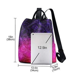 ALAZA Purple Mandala Galaxy Backpack Purse for Women Anti Theft Fashion Back Pack Shoulder Bag