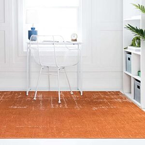 Rugs.com Valencia Collection Area Rug – 5' x 8' Orange Low Rug Perfect for Bedrooms, Dining Rooms, Living Rooms