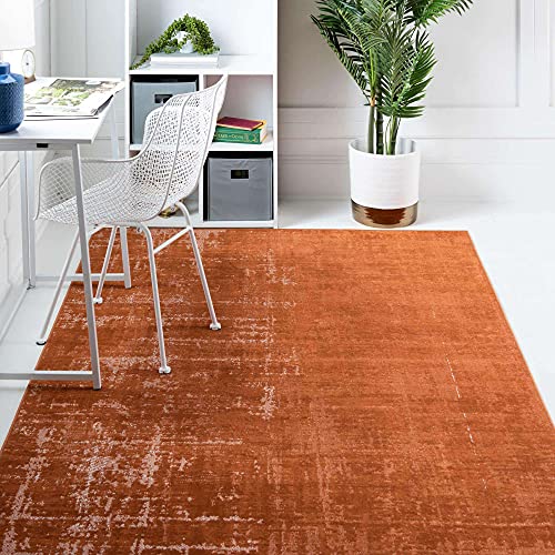 Rugs.com Valencia Collection Area Rug – 5' x 8' Orange Low Rug Perfect for Bedrooms, Dining Rooms, Living Rooms
