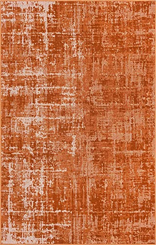 Rugs.com Valencia Collection Area Rug – 5' x 8' Orange Low Rug Perfect for Bedrooms, Dining Rooms, Living Rooms