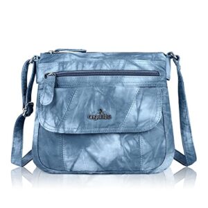 Angel Kiss Crossbody Bags for Women PU Leather Shoulder Handbag Ladies Purses and Handbag with adjustable Strap Lake Blue