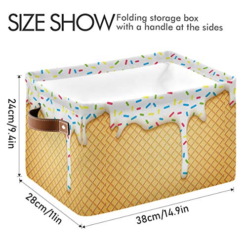 KEEPREAL Ice Cream Cone Basket Bin Large Storage Basket Toy Basket Canvas Storage Basket Clothes Basket Decorative Basket for Home Office (15x11x9.5inch)