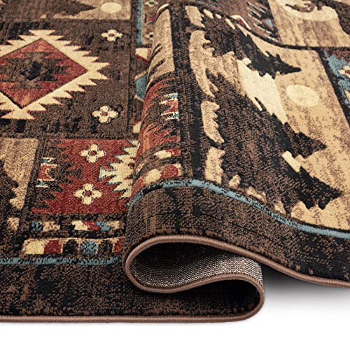 Home Dynamix Buffalo Bear Rustic Area Rug, Brown/Red, 5'2"x7'2", Rectangular