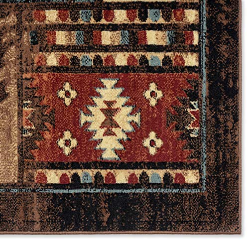 Home Dynamix Buffalo Bear Rustic Area Rug, Brown/Red, 5'2"x7'2", Rectangular