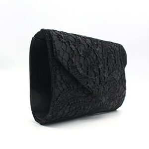 Weilong Clutch Purses for Women Womens Fashion Elegant Floral Lace Envelope Clutch Evening Prom Handbag Purse (Black)