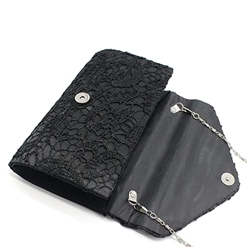 Weilong Clutch Purses for Women Womens Fashion Elegant Floral Lace Envelope Clutch Evening Prom Handbag Purse (Black)