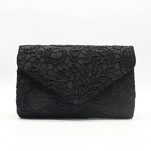 Weilong Clutch Purses for Women Womens Fashion Elegant Floral Lace Envelope Clutch Evening Prom Handbag Purse (Black)