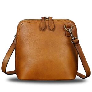 genuine leather crossbody bag for women vintage style handmade satchels small purses (brown)