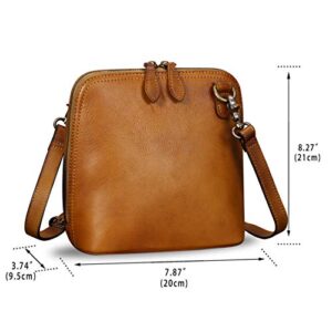 Genuine Leather Crossbody Bag for Women Vintage Style Handmade Satchels Small Purses (Brown)