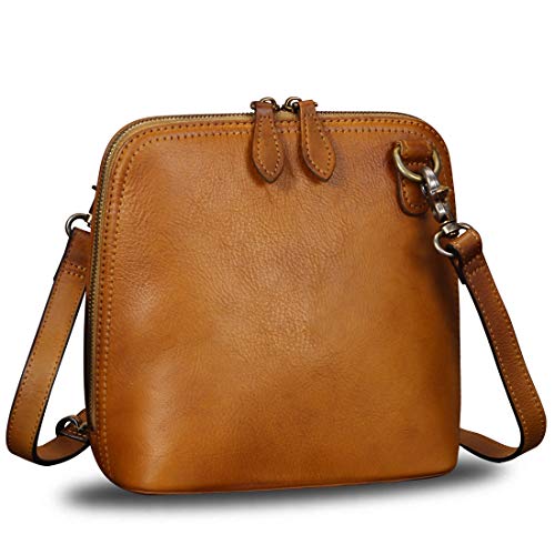 Genuine Leather Crossbody Bag for Women Vintage Style Handmade Satchels Small Purses (Brown)