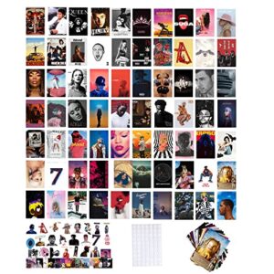 btaidi 110 pcs album cover aesthetic pictures wall collage kit, album style photo collection collage dorm decor, 70 album cover posters 40 music stickers , 4×6 inch album cover poster for room bedroom aesthetic