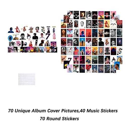 Btaidi 110 Pcs Album Cover Aesthetic Pictures Wall Collage Kit, Album Style Photo Collection Collage Dorm Decor, 70 Album Cover Posters 40 Music Stickers , 4x6 inch Album Cover Poster for Room Bedroom Aesthetic