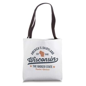 wisconsin vintage sports design badger state rough tote bag