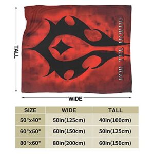 for The Horde World of Warcraft Throw Blanket Soft Micro Microfiber Light Weight Warm Fleece Throw Blanket Three Sizes (Black, 80"x60")